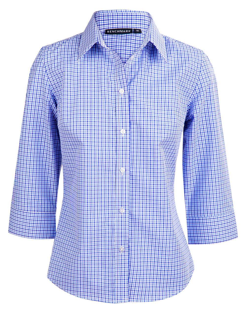 [M8320Q] Ladies' Two Tone Check 3/4 Sleeve Shirt