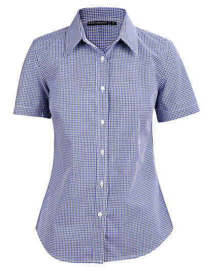 [M8320S] Ladies' Two Tone Check S/S Shirt