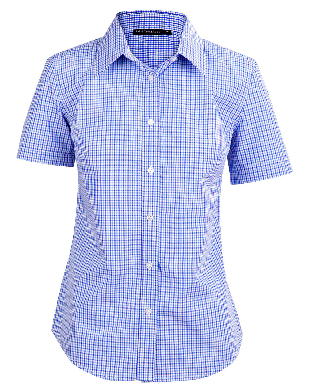 [M8320S] Ladies' Two Tone Check S/S Shirt