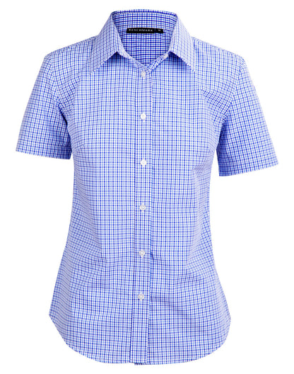 [M8320S] Ladies' Two Tone Check S/S Shirt