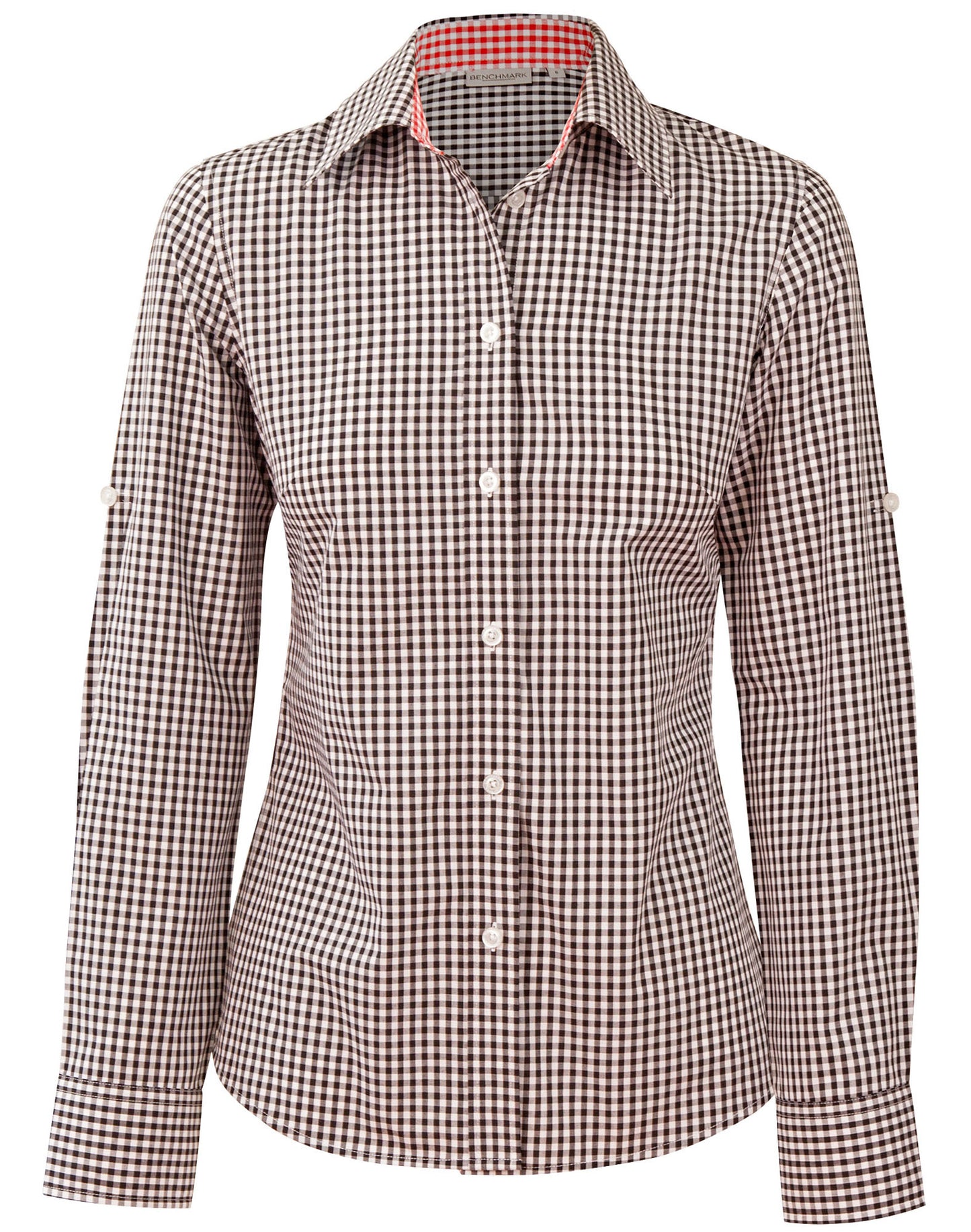 [M8330L] Women's Gingham Check Roll-up L/S Shirt