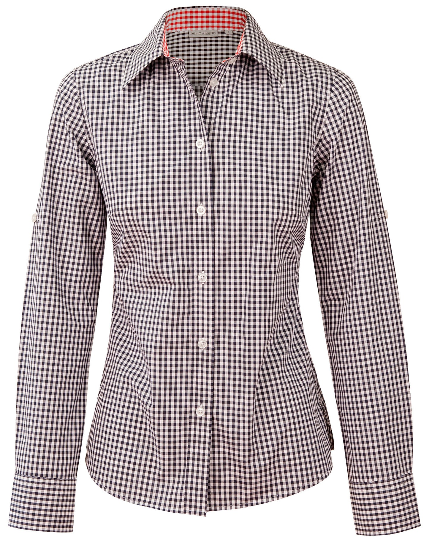 [M8330L] Women's Gingham Check Roll-up L/S Shirt