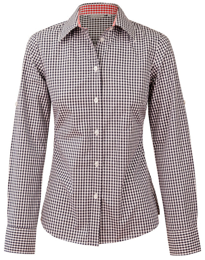 [M8330L] Women's Gingham Check Roll-up L/S Shirt