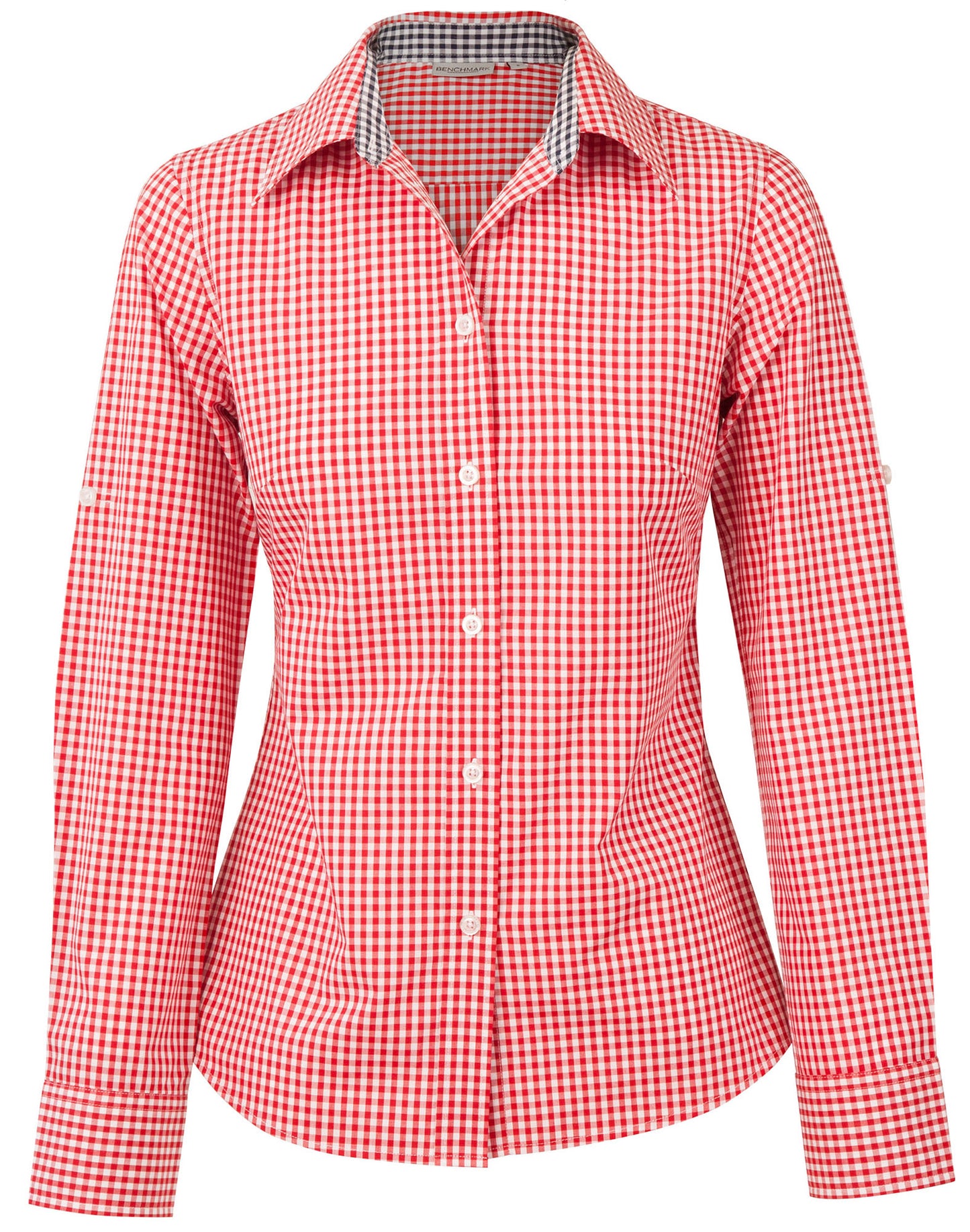 [M8330L] Women's Gingham Check Roll-up L/S Shirt