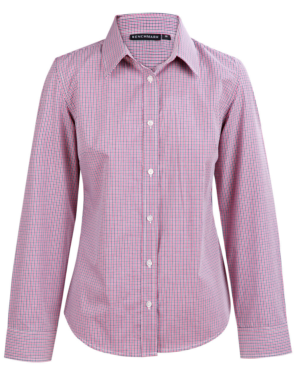 [M8340L] Ladies' Two Tone Mini Check L/S Shirt