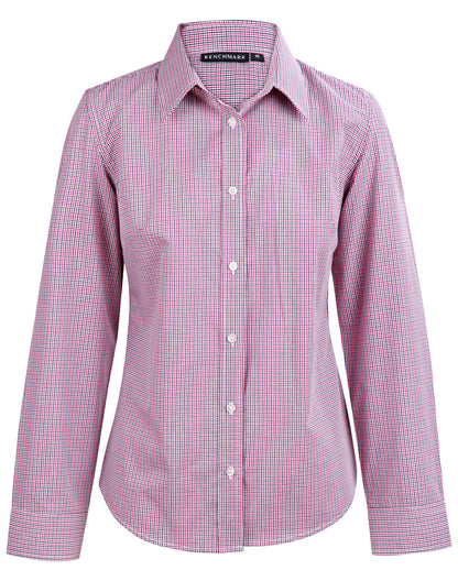 [M8340L] Ladies' Two Tone Mini Check L/S Shirt