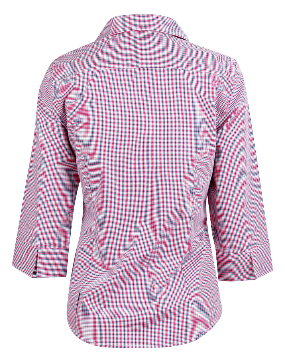 [M8340Q] Ladies' Two Tone Mini Check 3/4 Sleeve Shirt