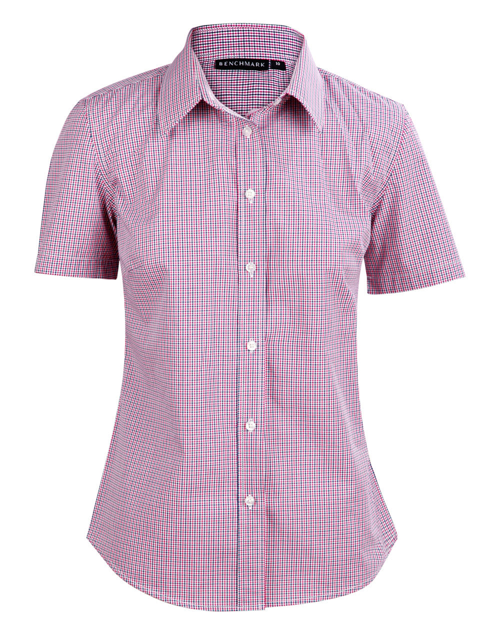 [M8340S] Ladies' Two Tone Mini Check S/S Shirt