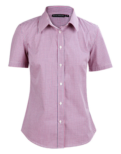 [M8340S] Ladies' Two Tone Mini Check S/S Shirt