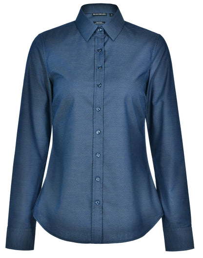 [M8400L] Ladies' Pin Dot Stretch L/S Shirt