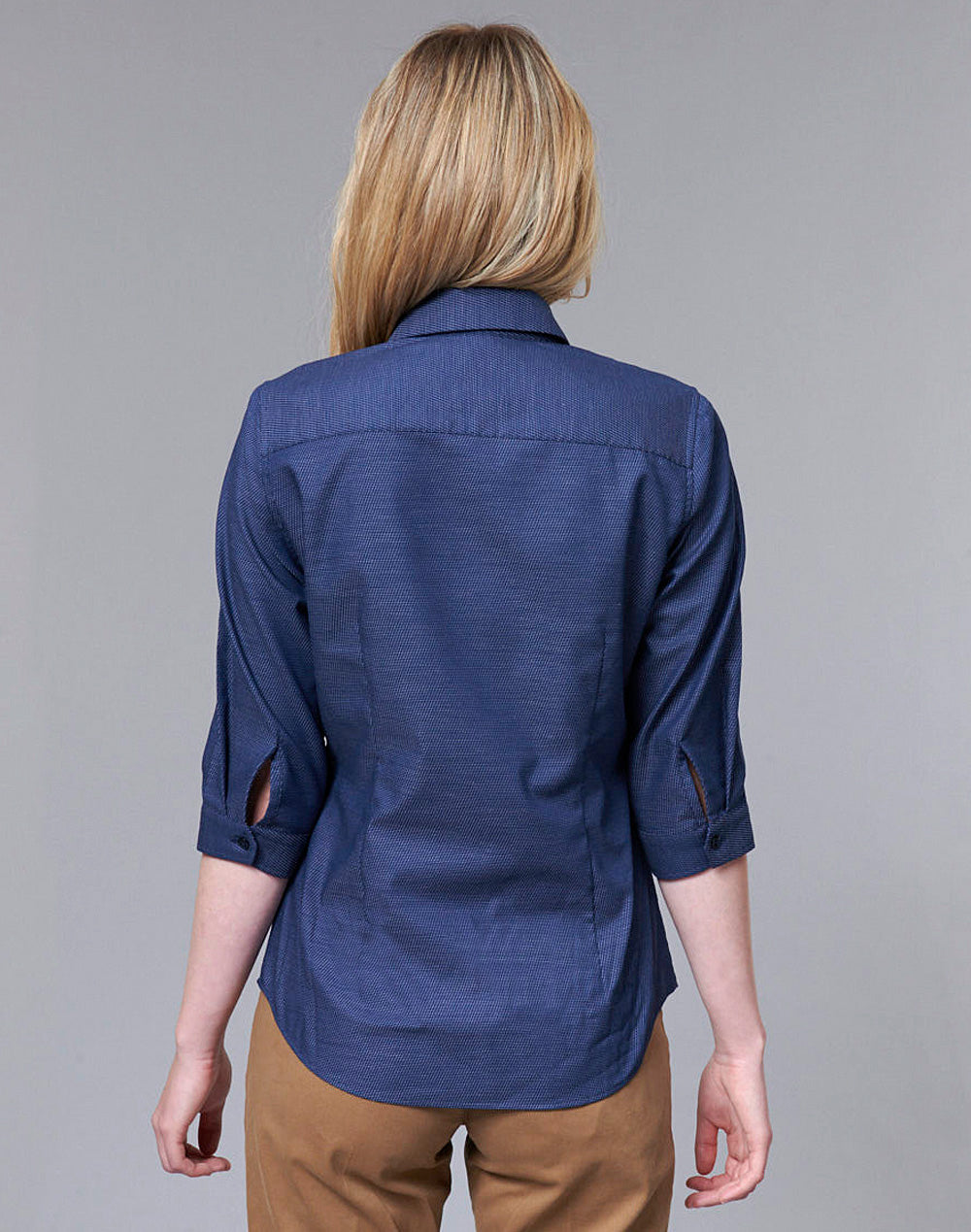 [M8400Q] Ladies' Pin Dot Stretch 3/4 Sleeve Shirt