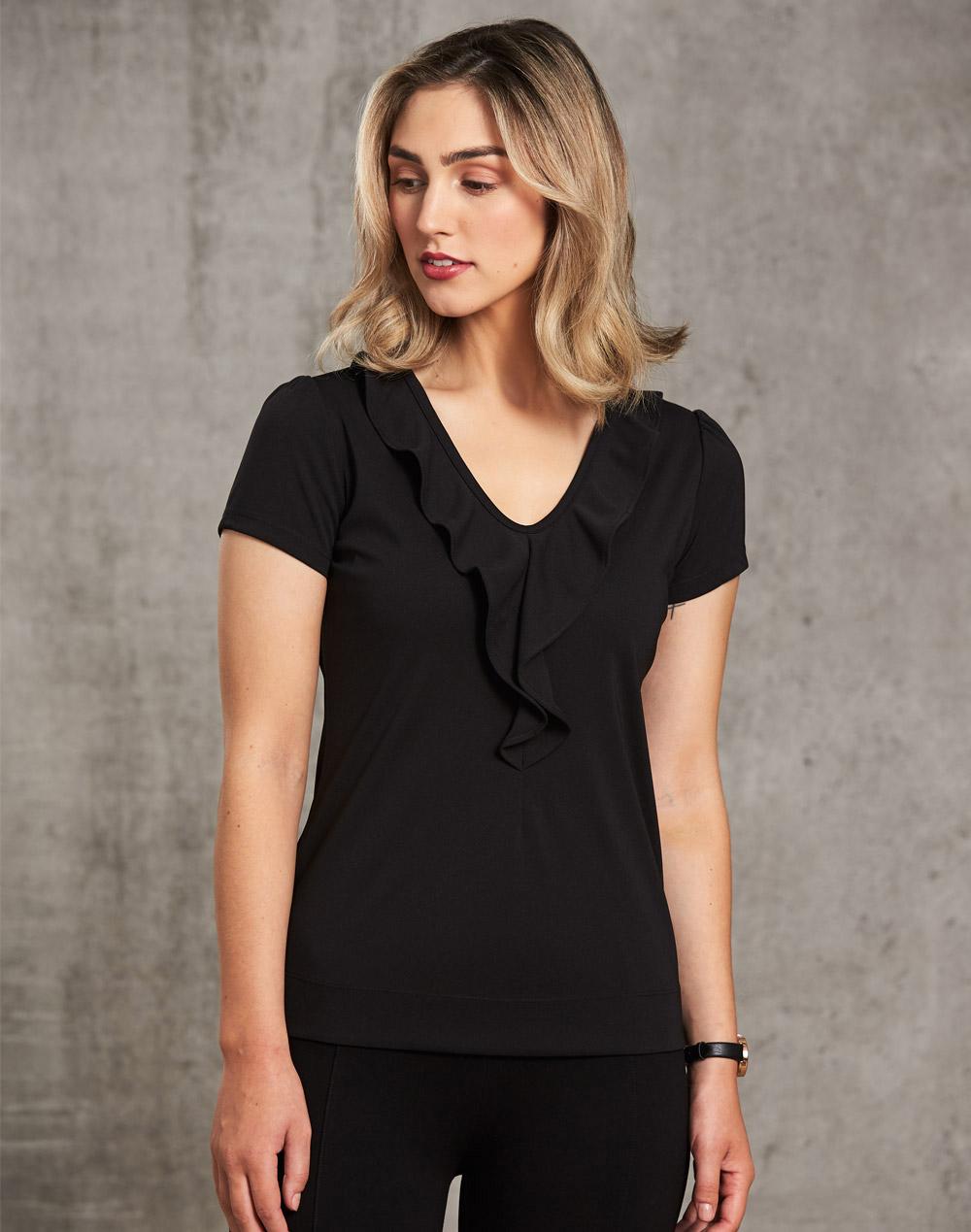 [M8820] Women's Ruffle Front Blouse