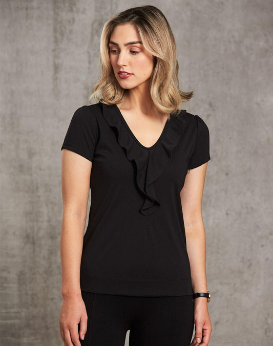 [M8820] Women's Ruffle Front Blouse