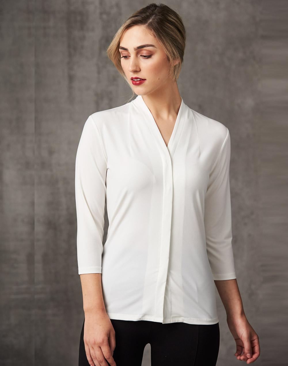 [M8830] Ladies' Mid Sleeve Shawline Knit Top