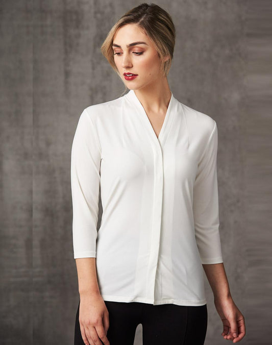 [M8830] Ladies' Mid Sleeve Shawline Knit Top