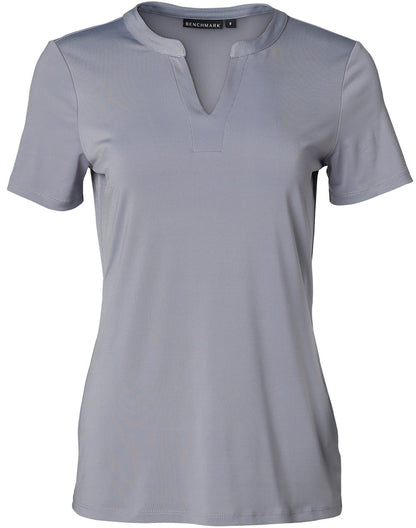 [M8840] Ladies' V-neck with Tab S/S Knit Top