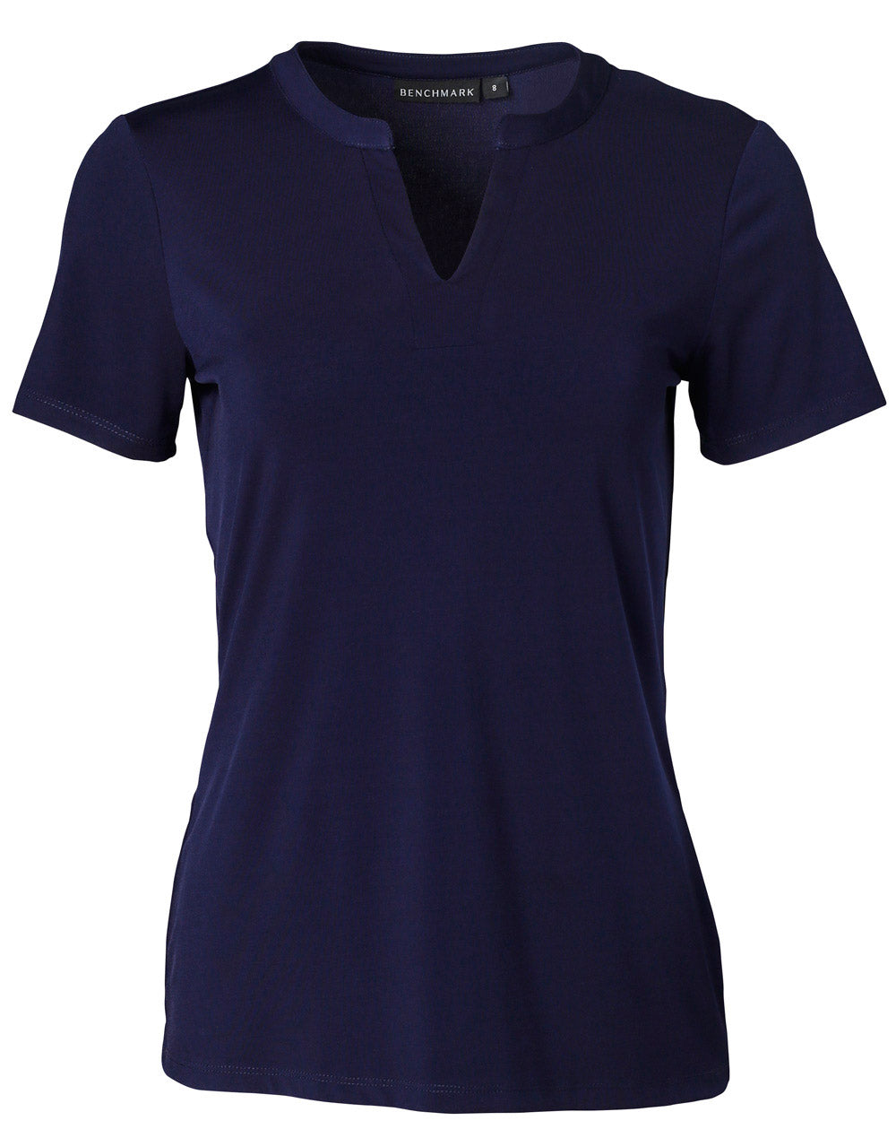 [M8840] Ladies' V-neck with Tab S/S Knit Top
