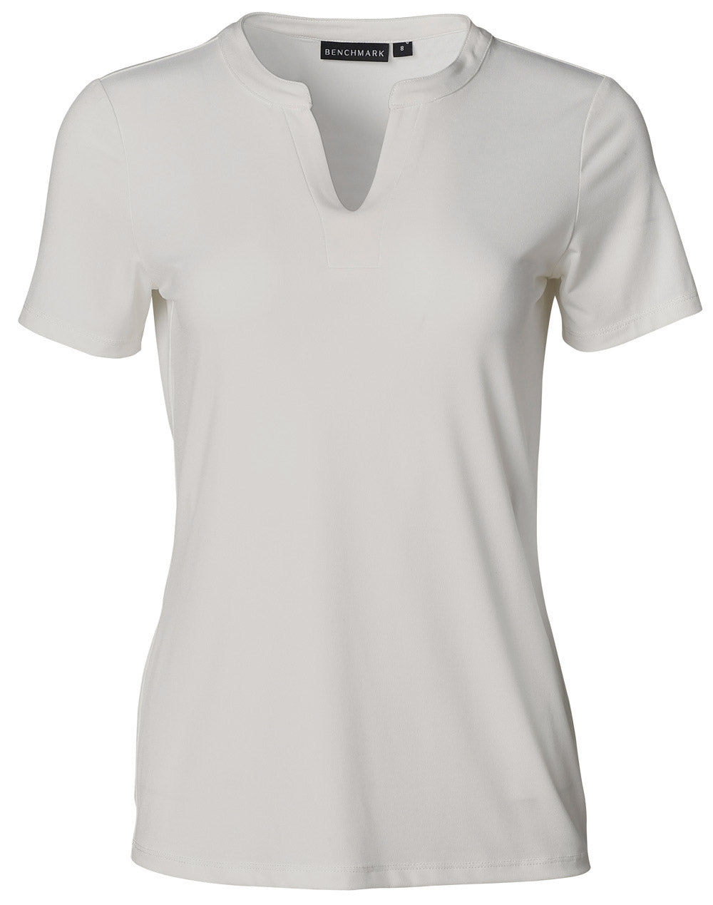 [M8840] Ladies' V-neck with Tab S/S Knit Top