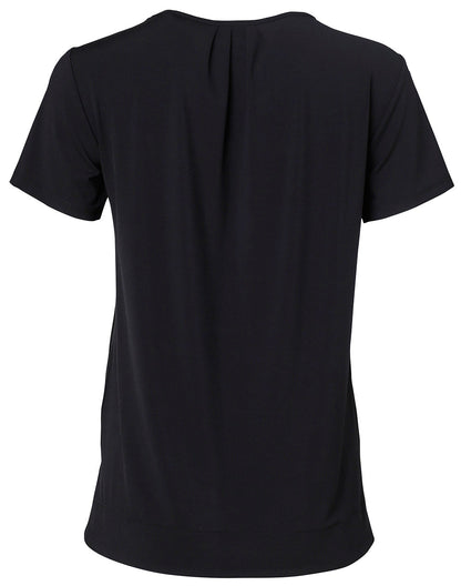 [M8850] Ladies' Round Neck with Pleats S/S Knit Top