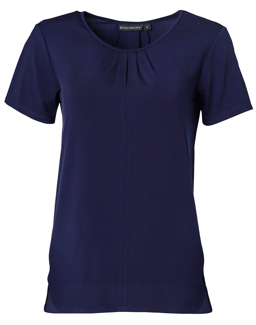 [M8850] Ladies' Round Neck with Pleats S/S Knit Top