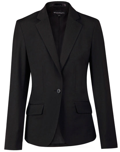 [M9201] Ladies' Wool Blend Stretch One Button Cropped Jacket