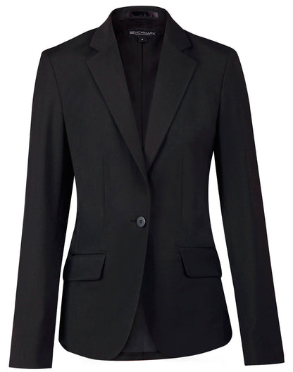 [M9201] Ladies' Wool Blend Stretch One Button Cropped Jacket