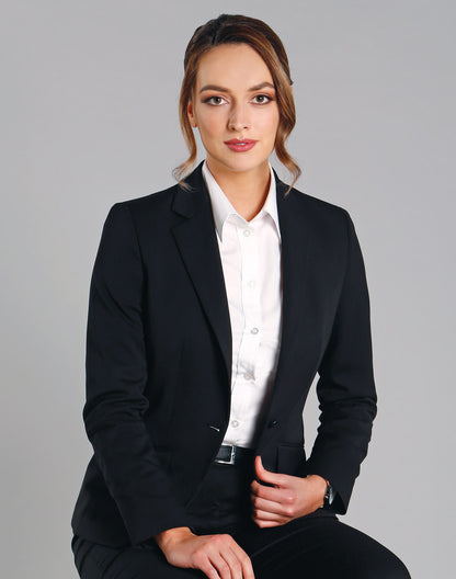 [M9201] Ladies' Wool Blend Stretch One Button Cropped Jacket