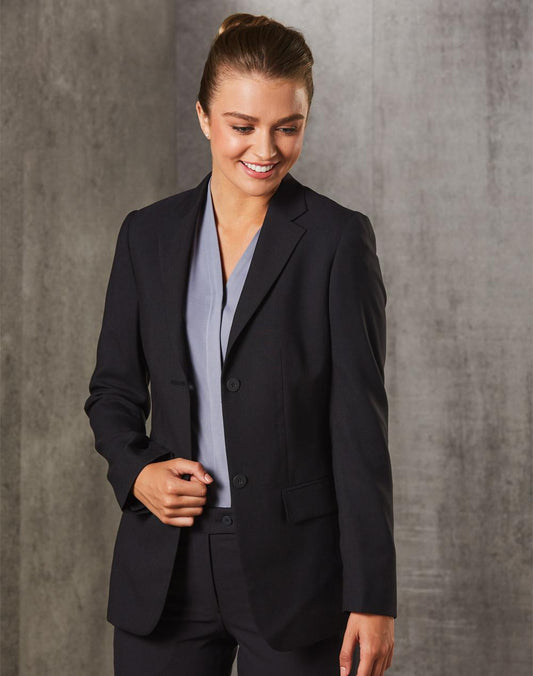 [M9206] Women's Two Buttons Mid Length Jacket in Poly/Viscose Stretch