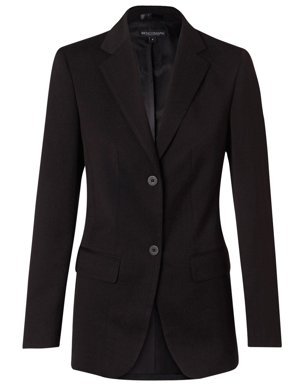 [M9206] Women's Two Buttons Mid Length Jacket in Poly/Viscose Stretch