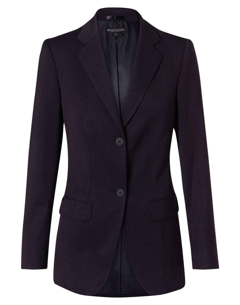 [M9206] Women's Two Buttons Mid Length Jacket in Poly/Viscose Stretch
