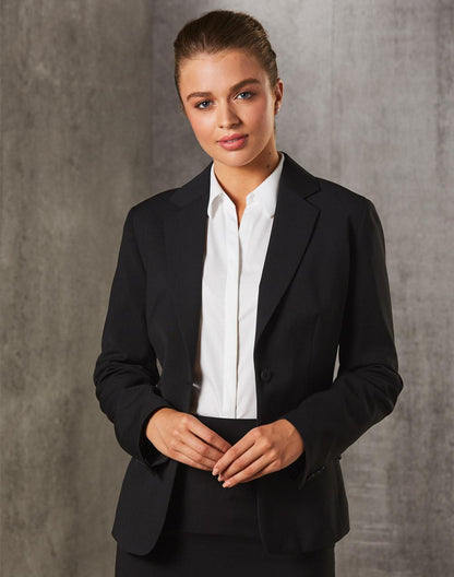 [M9208] Women's One Button Cropped Jacket in Poly/Viscose Stretch Stripe