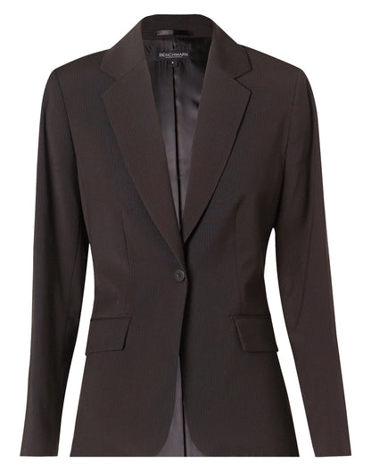 [M9208] Women's One Button Cropped Jacket in Poly/Viscose Stretch Stripe
