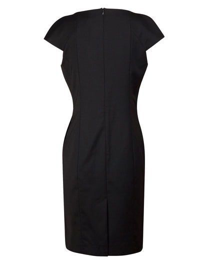 [M9281] Ladies' Wool Blend Stretch Cap Sleeve Dress