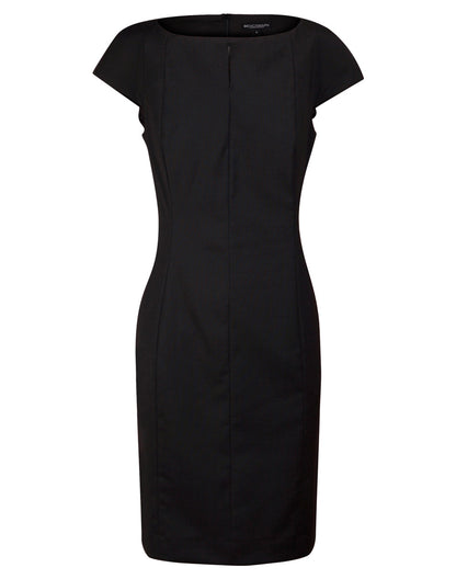 [M9281] Ladies' Wool Blend Stretch Cap Sleeve Dress