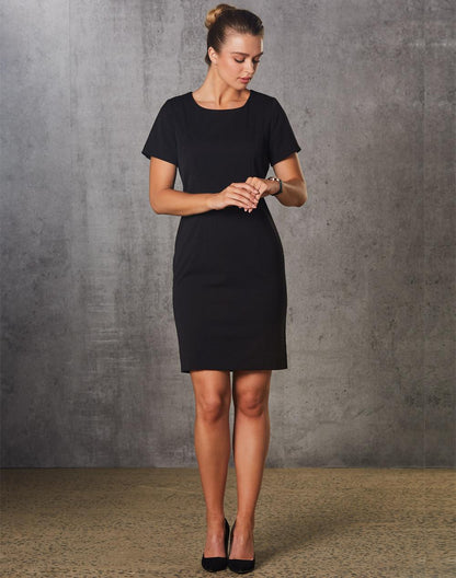[M9282] Ladies' Poly/Viscose Stretch, Short Sleeve Dress