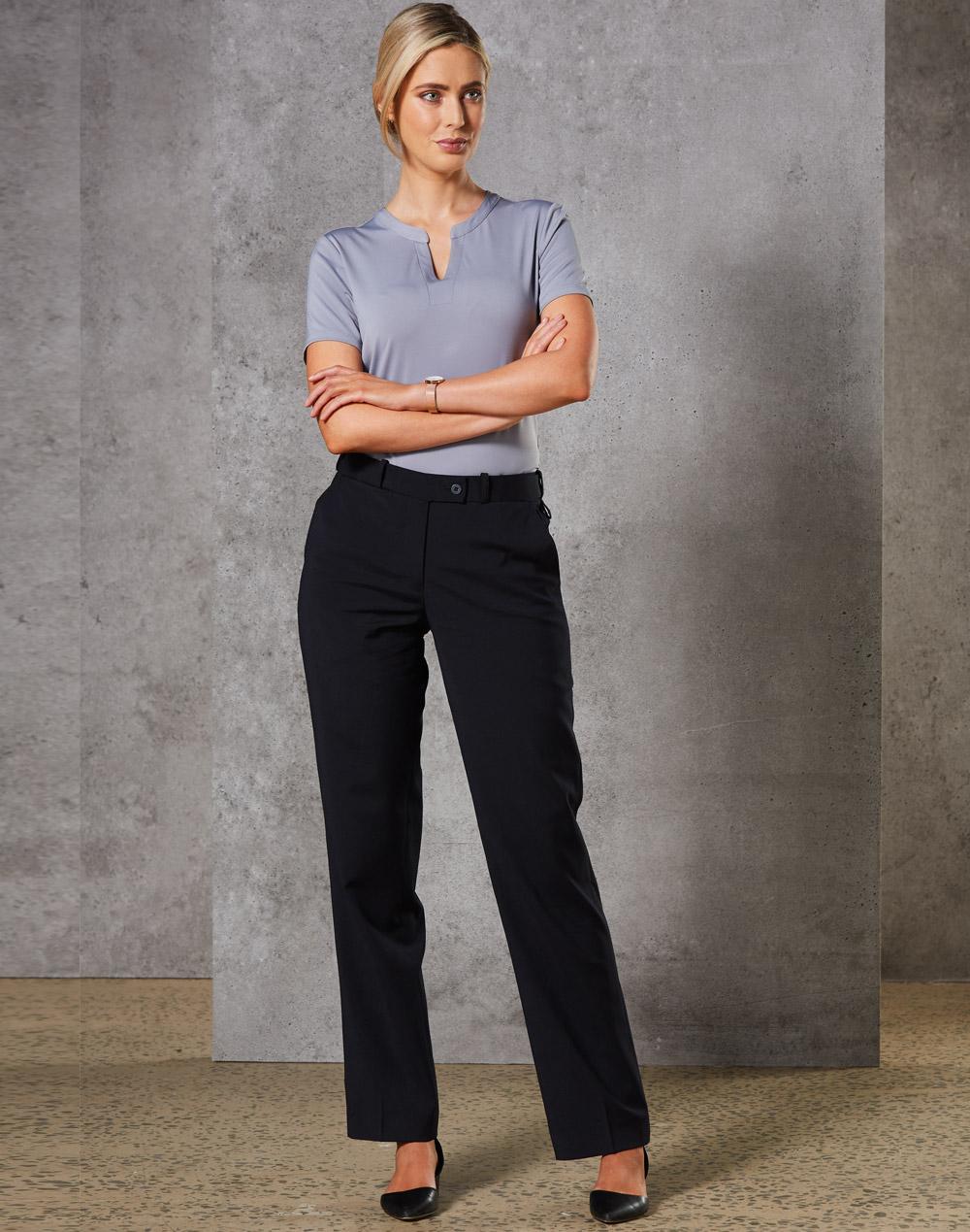 [M9400] Women's Slim Leg Flexi Waist Pants in Wool Stretch