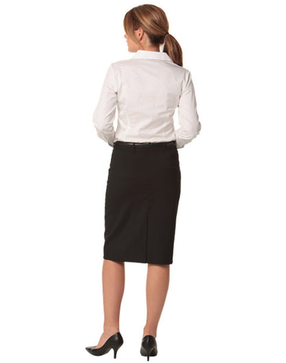 [M9470] Women's Mid Length Lined Pencil Skirt in Wool Stretch