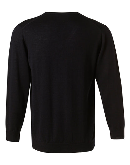 [M9502] Men's 100% Merino Wool V Neck L/S Sweater