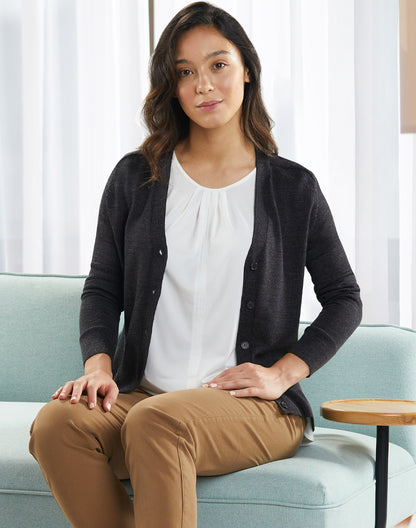 [M9602] Women's 100% Merino Wool L/S Cardigan
