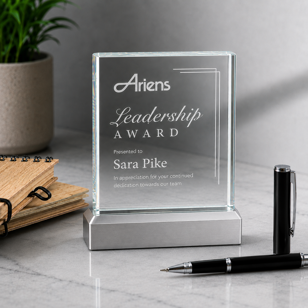 Hi-Rise Glass And Metal Trophy