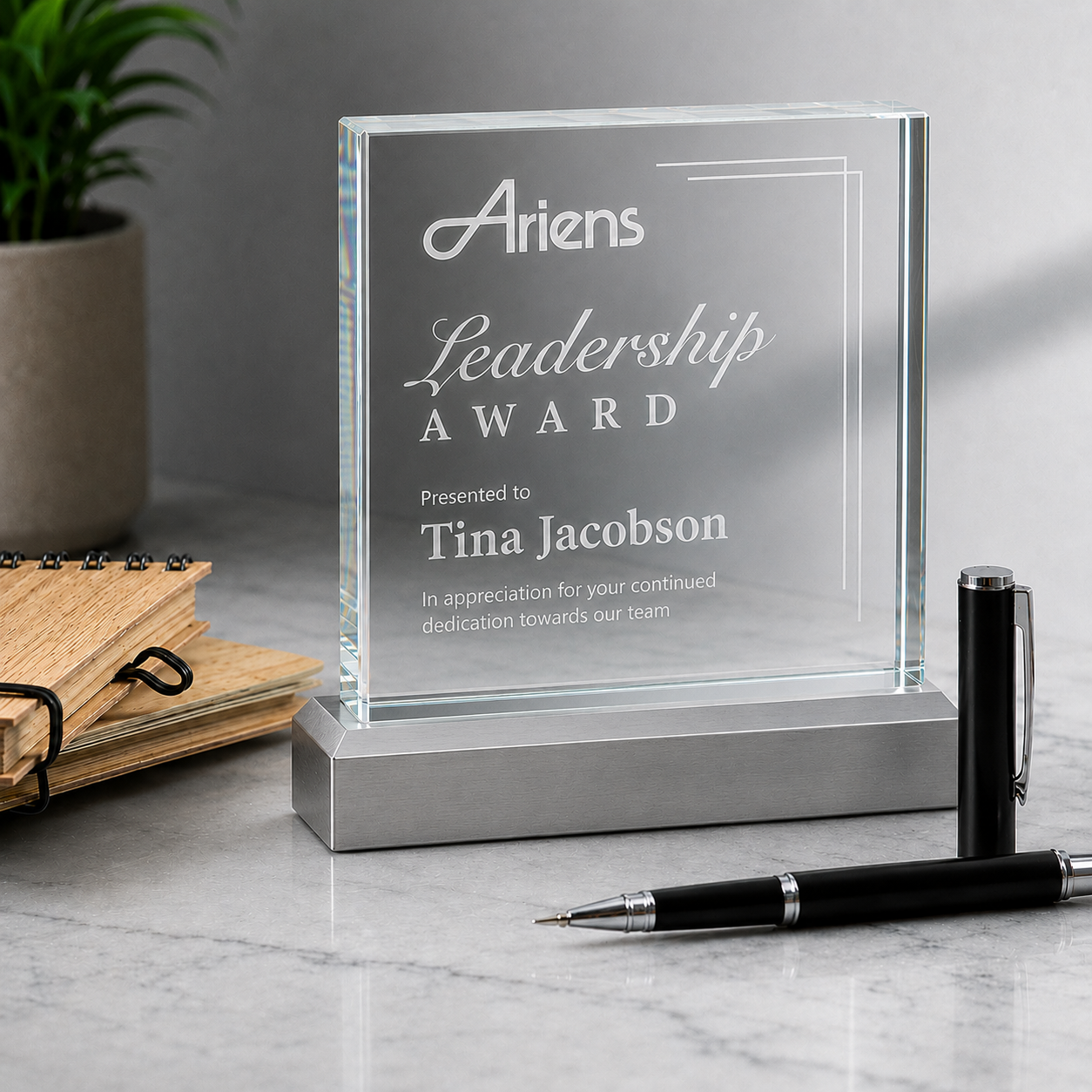 Hi-Rise Glass And Metal Trophy
