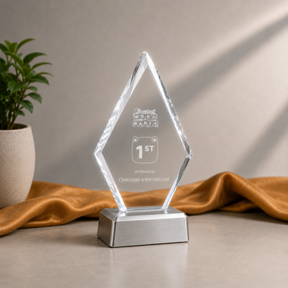 Glass And Metal Diamond Trophy