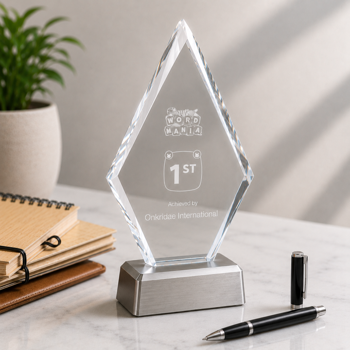 Glass And Metal Diamond Trophy