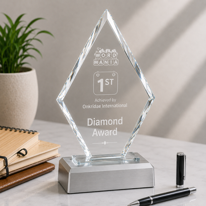 Glass And Metal Diamond Trophy