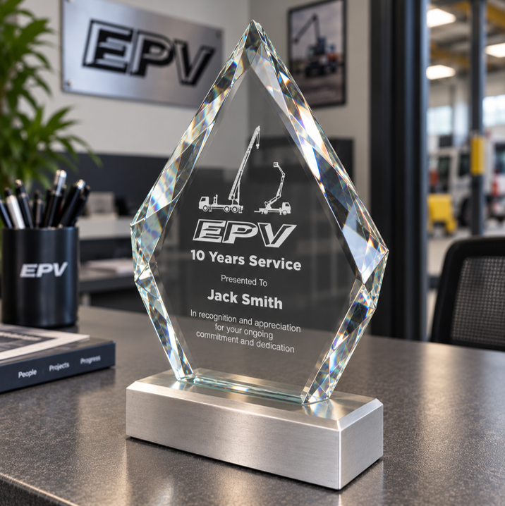 Glass And Metal Diamond Trophy