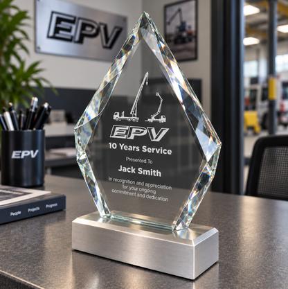 Glass And Metal Diamond Trophy