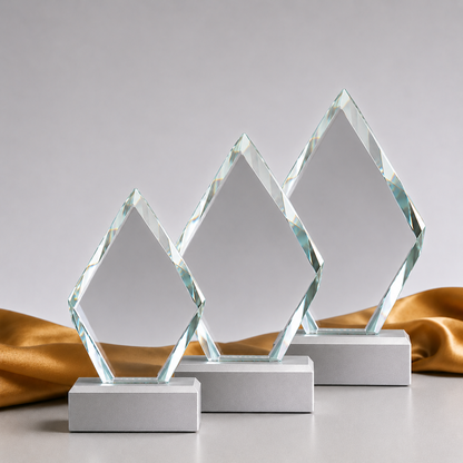 Glass And Metal Diamond Trophy