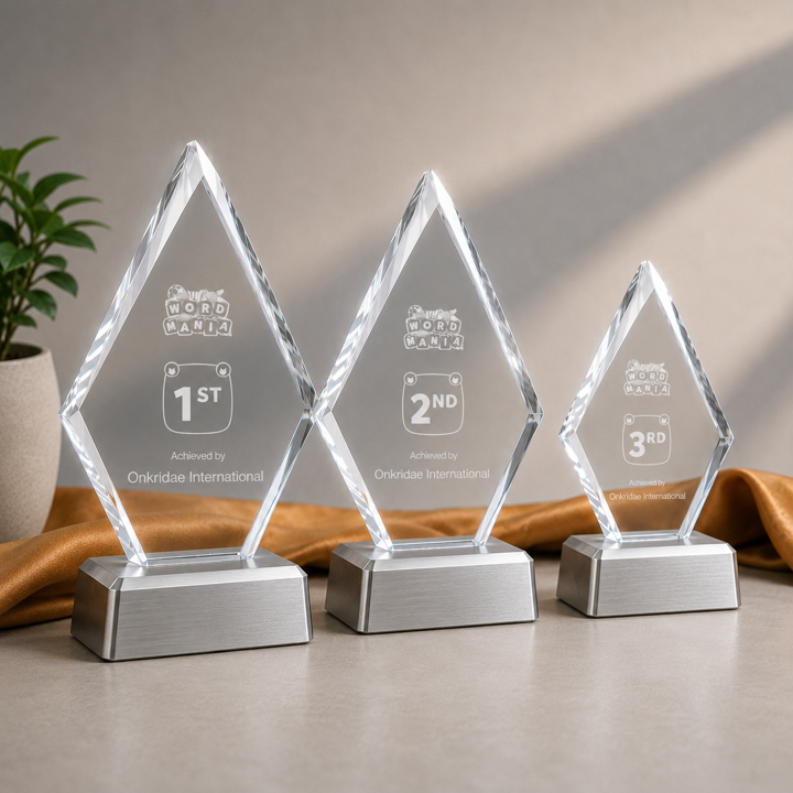 Glass And Metal Diamond Trophy