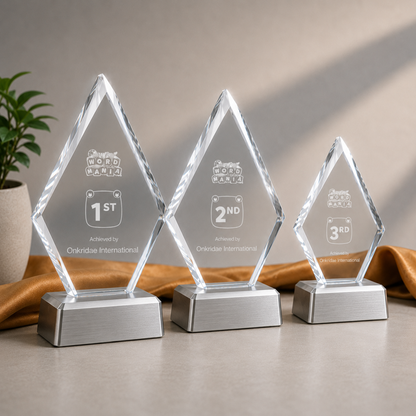 Glass And Metal Diamond Trophy