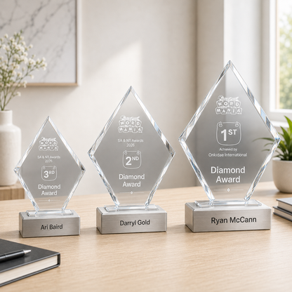 Glass And Metal Diamond Trophy